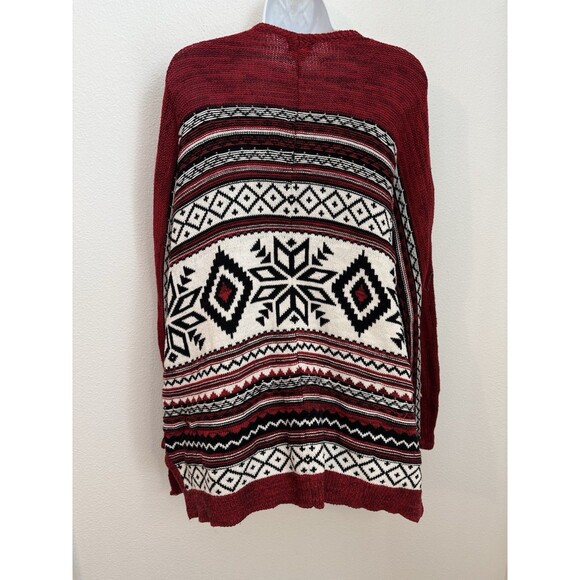 Mossimo Cardigan Open Sweater Southwestern Aztec Western Boho M Black Red - Picture 3 of 6